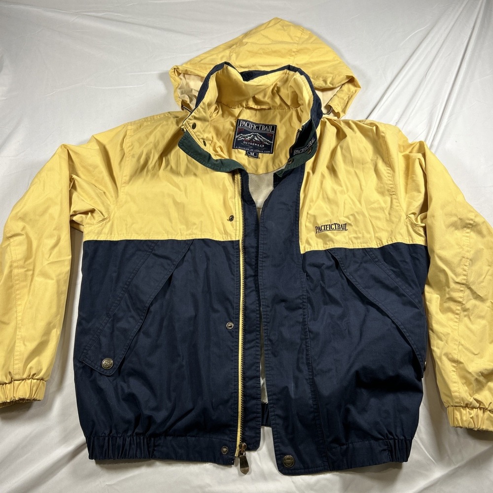 🔥Vintage 90s style Pacific Trail Men's Winter Jacket Mens Medium  Yellow/Blue